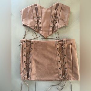 SHEIN ICON lace Up PU Leather Tube Top & Body on Skirt